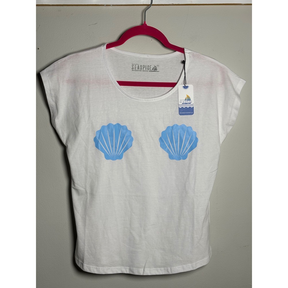 Seaspice Seashell Graphic Tee Coastal Beach Vacation Peruvian Cotton M NWT